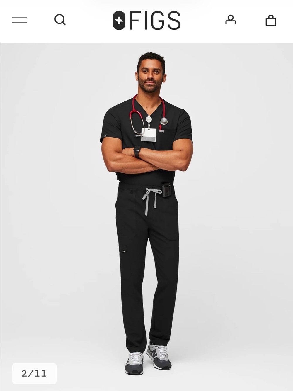Figs Men’s Black Scrub set size XL (top and straight leg pants)
